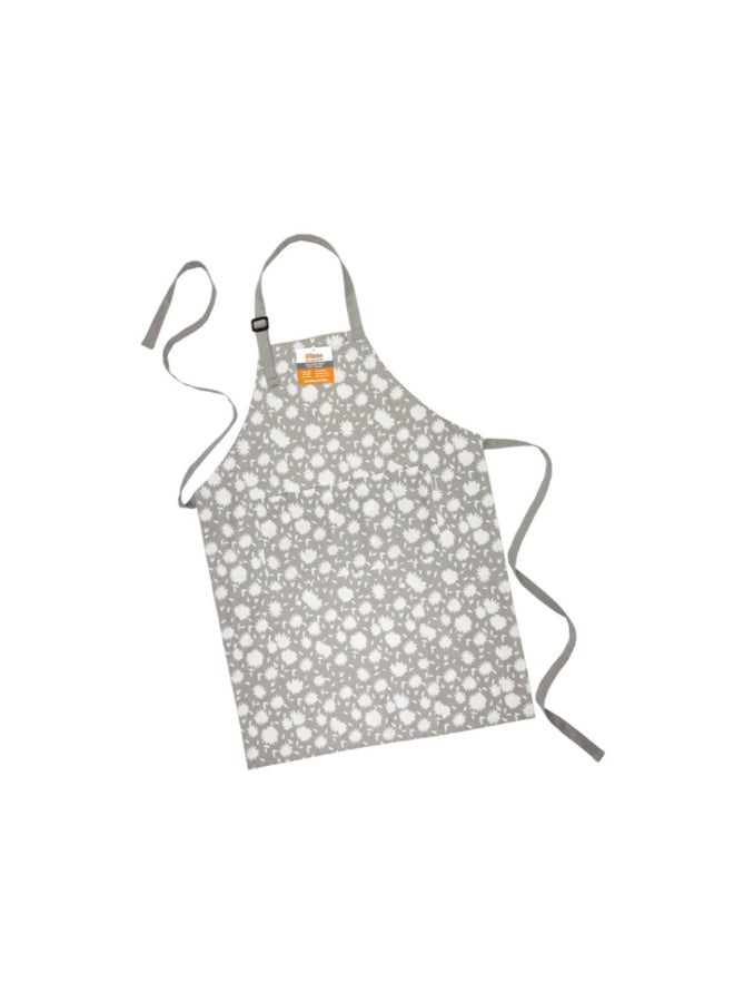 Mukitchen Floral Pattern Designer Chef Apron Aster Grey and White 35 Inch 6012-2585 - Image 2